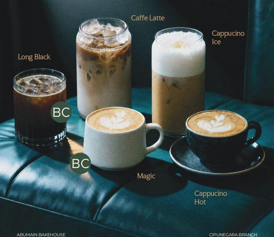 Long Black, Caffe Latte, Cappuccino, dan Magic, racikan Classic Coffee Abumain Bakehouse di Cipunegara